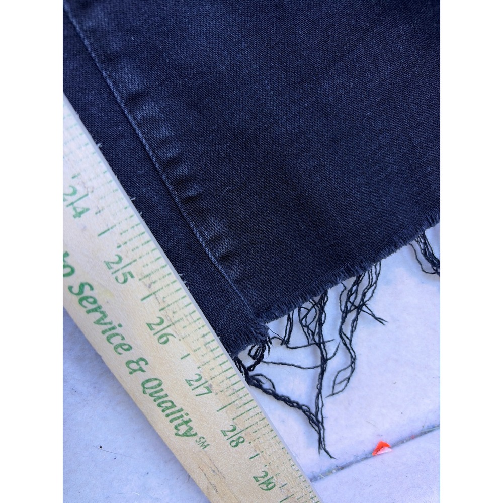 Good American Good Legs Crop Mini Boot Jeans Womens 4/27 Black Button Fly Frayed - Picture 7 of 10